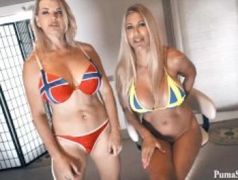 За кулисами с Вики Ветт! Вызов киски Норвегии против Швеции!